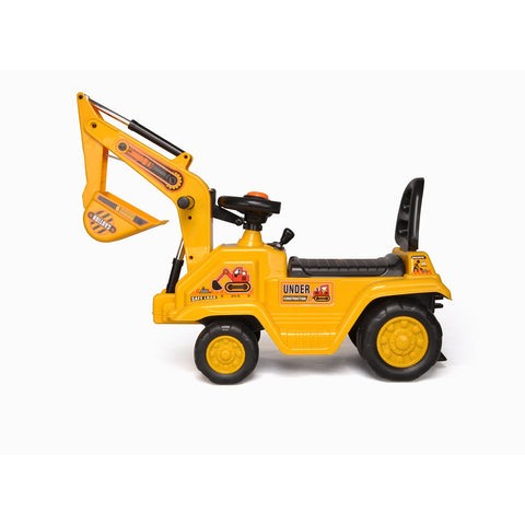 Yellow Ride-On Children's Excavator with Dual Operation Levers, Storage Bin, and Horn - SuperSaverAU - view 2