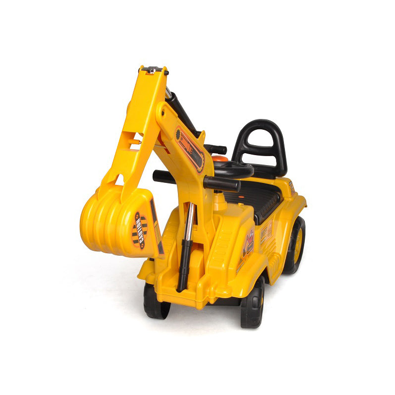 Yellow Ride-On Children's Excavator with Dual Operation Levers, Storage Bin, and Horn - SuperSaverAU - view 3