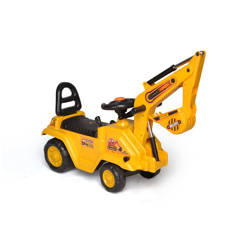 Yellow Ride-On Children's Excavator with Dual Operation Levers, Storage Bin, and Horn - SuperSaverAU - view 4