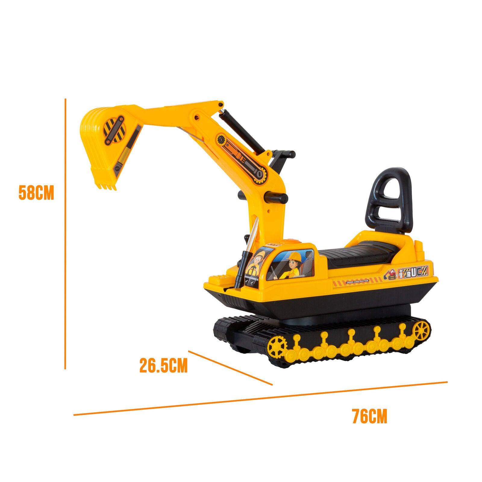 Ride-on Children's Excavator w/ Sturdy Track and Dual Operation Levers to Scoop - SuperSaverAU - view 3