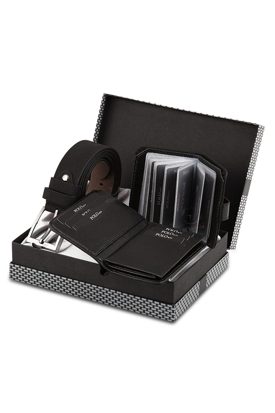 Premium 3 Piece Leather Belt Wallet and Card Holder Gift Set