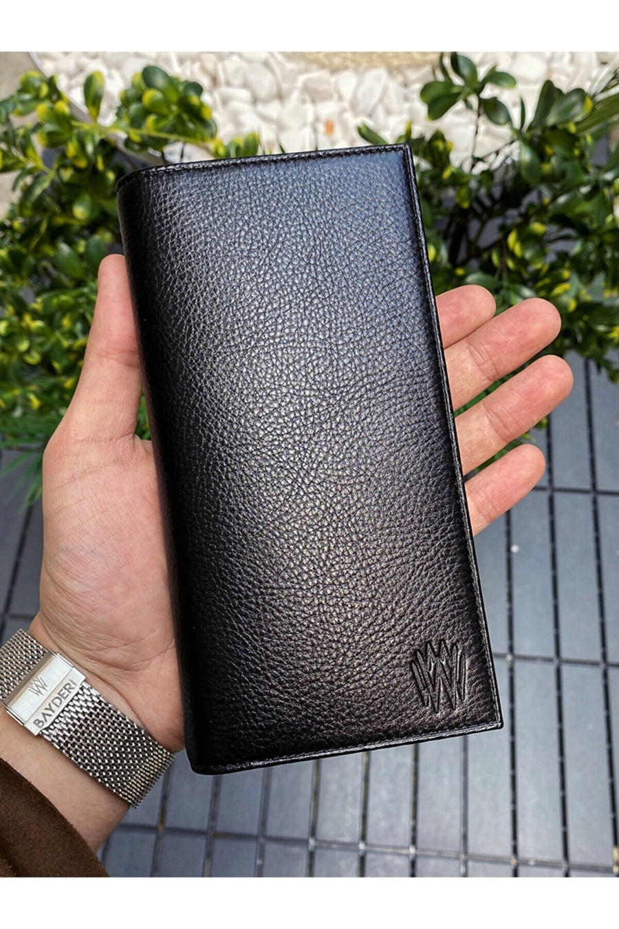 Leather Phone Wallet - Black, 3 Cash Compartments, 10 Card Slots, Durable Leather - SuperSaverAU - view 1