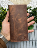 Leather Phone Wallet - Brown, 3 Cash Compartments, 10 Card Slots, Magnetic Closure - SuperSaverAU - view 1