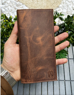 Leather Phone Wallet - Brown, 3 Cash Compartments, 10 Card Slots, Magnetic Closure - SuperSaverAU - view 1