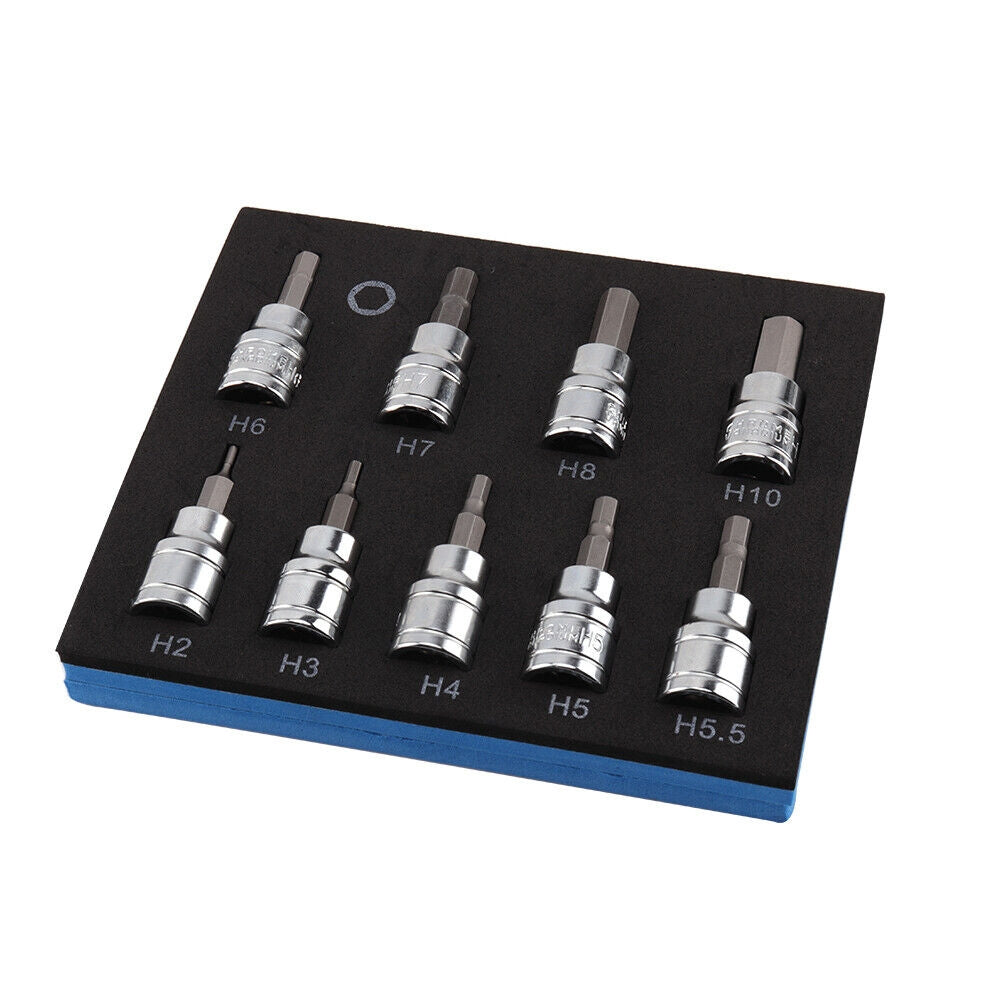 Hex Allen Key Sockets Set 9pcs 3/8" Drive Metric 2-10mm Chrome Vanadium - SuperSaverAU - view 5