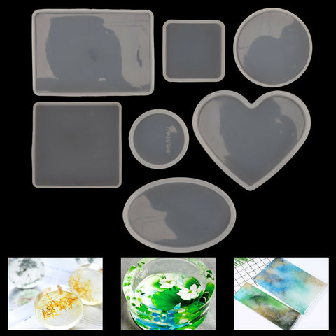 Silicone Molds Kit - 7 Jewelry Molds, 18pcs Coaster Cup Mat, Easy Release - SuperSaverAU - view 1