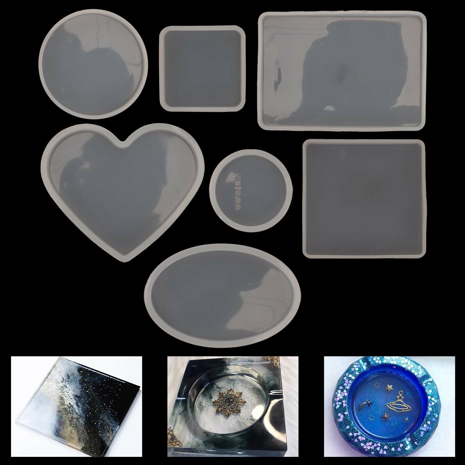Silicone Molds Kit - 7 Jewelry Molds, 18pcs Coaster Cup Mat, Easy Release - SuperSaverAU - view 3