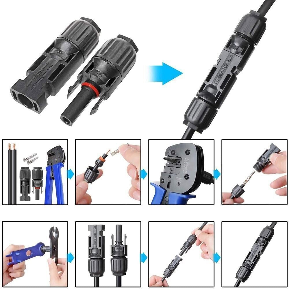 Solar PV Connectors 30A IP67 Waterproof 10 Pairs Male & Female Crimping - SuperSaverAU - view 2