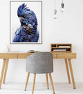 Premium Black Cockatoo Canvas Wall Art with Black Frame - 60 x 90cm