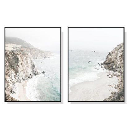 Mountain Beach Wall Art 60cmx90cm Black Frame Canvas - Premium Print, Hand Framed in Melbourne