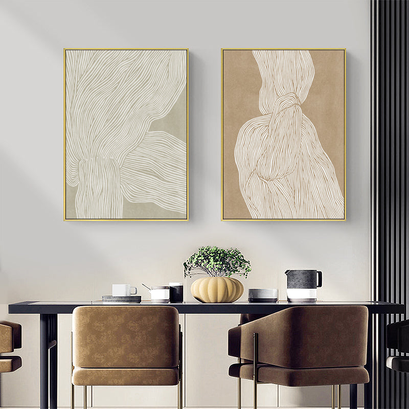 Abstract Line Canvas Wall Art 60cmx90cm Gold Frame, Stretched & Ready to Hang