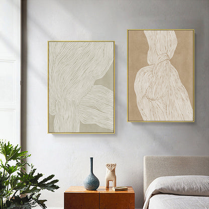 Abstract Line Canvas Wall Art 60cmx90cm Gold Frame, Stretched & Ready to Hang