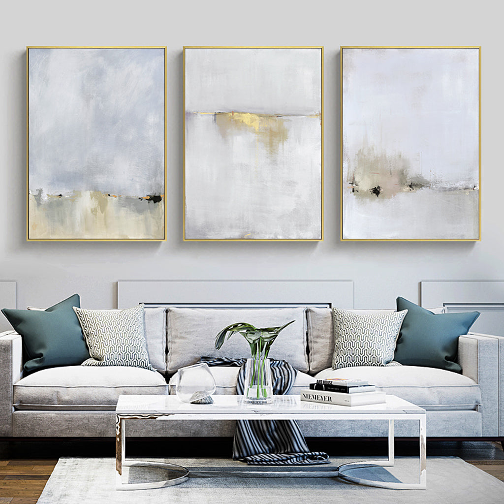 Abstract Golden White Canvas Wall Art 50cmx70cm, Framed, Made in Australia
