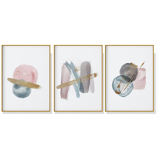 Wall Art 50cmx70cm Blush Pink Watercolor 3 Sets Gold Frame Canvas