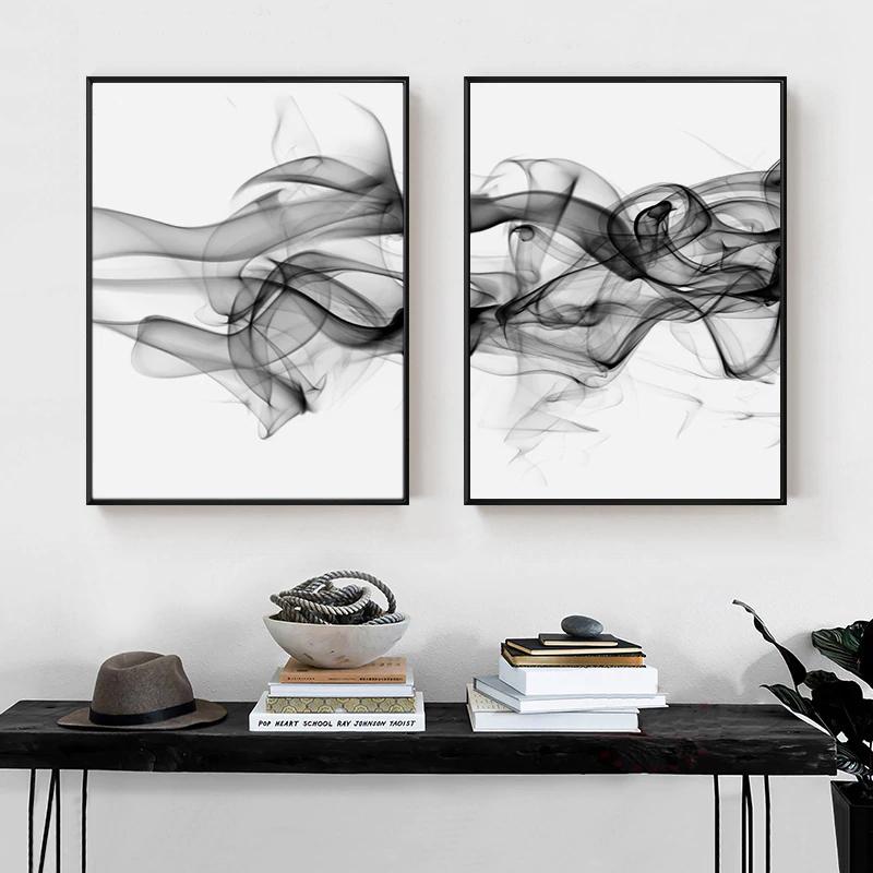 Stylish Abstract Black Canvas Wall Art 60cmx90cm Framed, Made in Australia