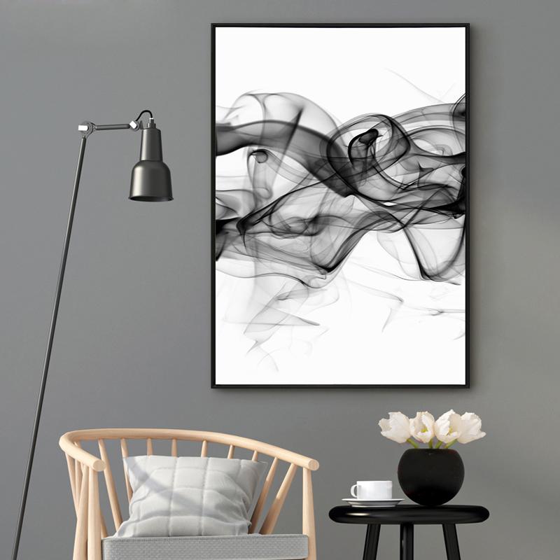 Stylish Abstract Black Canvas Wall Art 60cmx90cm Framed, Made in Australia
