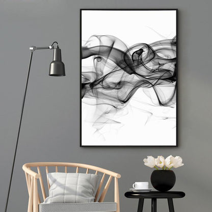 Stylish Abstract Black Canvas Wall Art 60cmx90cm Framed, Made in Australia