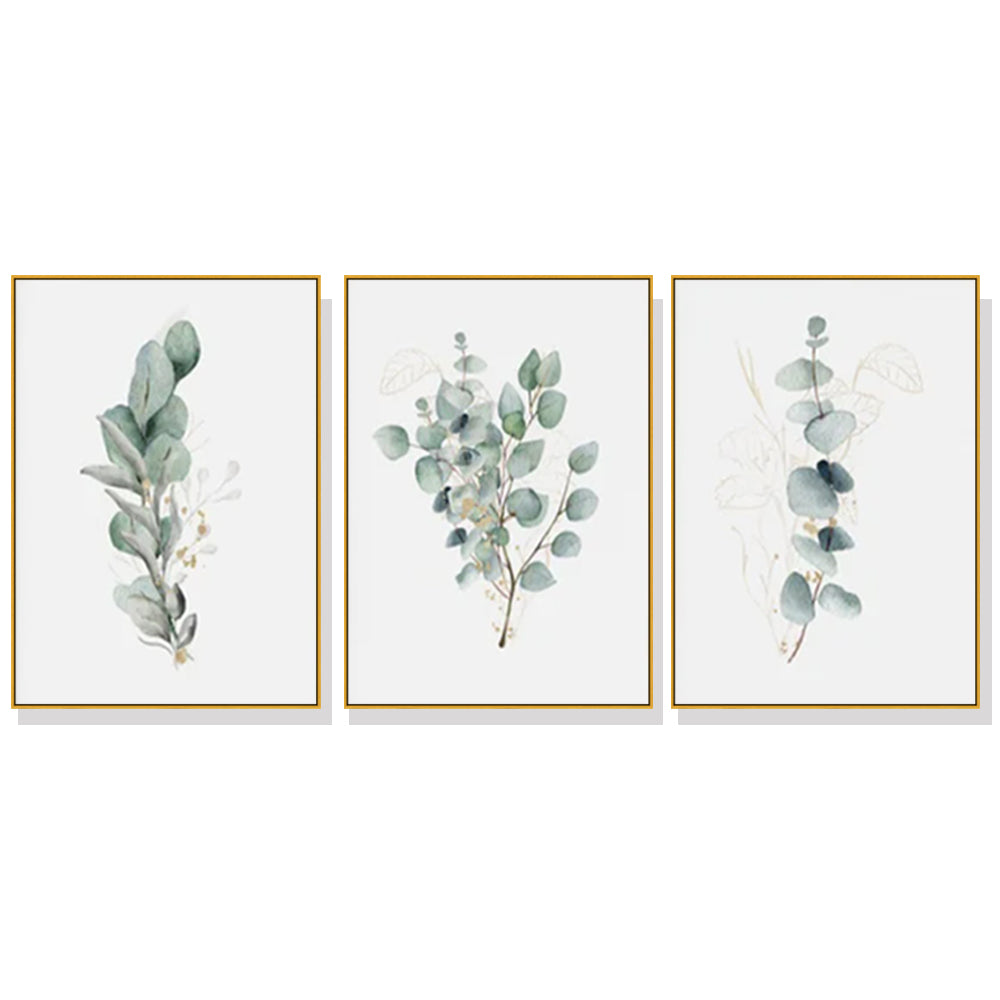 Eucalyptus Plant Wall Art 60cmx90cm Canvas Framed Gold Frame, Hand Framed in Melbourne