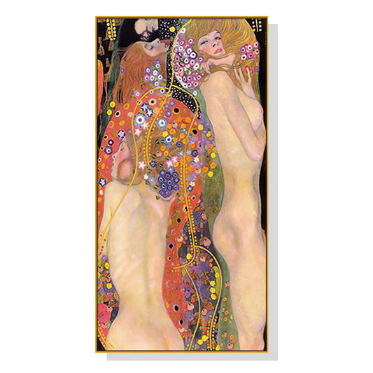 Gustav Klimt Water Serpents Canvas Wall Art 40cm x 80cm Framed in Gold