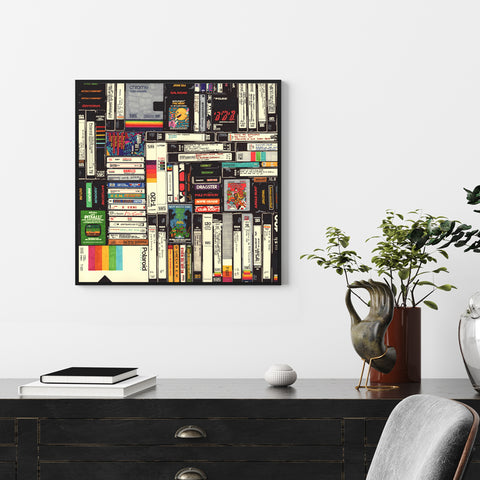 Premium Book Framed Canvas Wall Art - Black Frame, 90 x 90cm