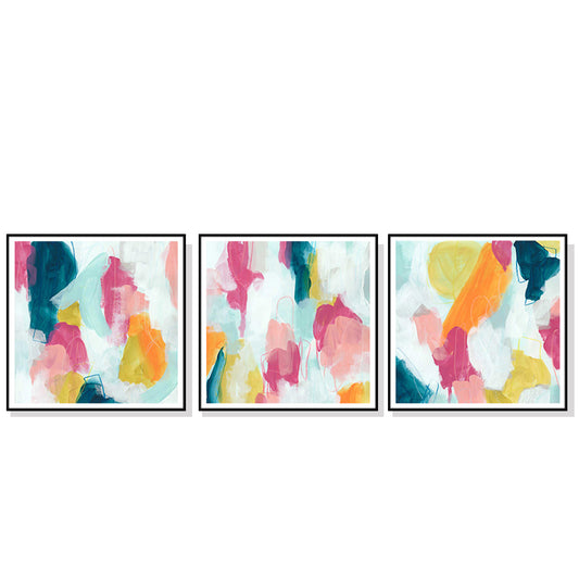Colourful Wall Art Canvas 70cmx70cm - 3 Sets Black Frame, Hand Framed in Melbourne