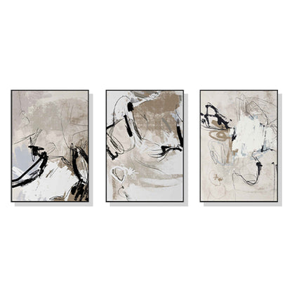 Modern Abstract Beige Canvas Wall Art 50cmx70cm Black Frame, Hand Framed in Melbourne