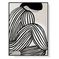 Premium Mid Century Figure Framed Canvas Wall Art - Black Frame, 50 x 70cm