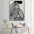 Premium Mid Century Figure Framed Canvas Wall Art - Black Frame, 50 x 70cm