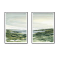Premium Watercolor Landscape Framed Canvas Wall Art 2 Set - Black Frame, 70 x 100cm