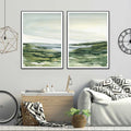 Premium Watercolor Landscape Framed Canvas Wall Art 2 Set - Black Frame, 70 x 100cm