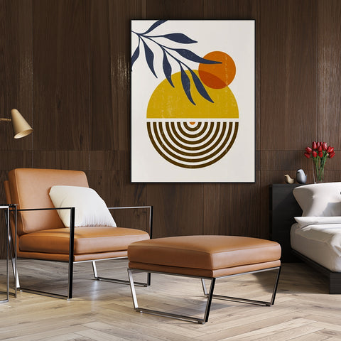 Premium Sun and Moon Framed Canvas Wall Art - Black Frame, 40 x 60cm