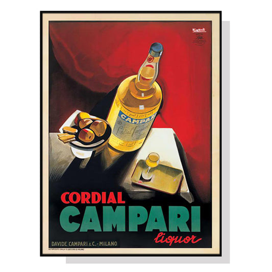 Cordial Campari Liquor Canvas Wall Art 90cmx135cm Black Frame, Made in Australia