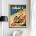 Premium Bugatti Framed Canvas Wall Art - Gold Frame, 50 x 70cm