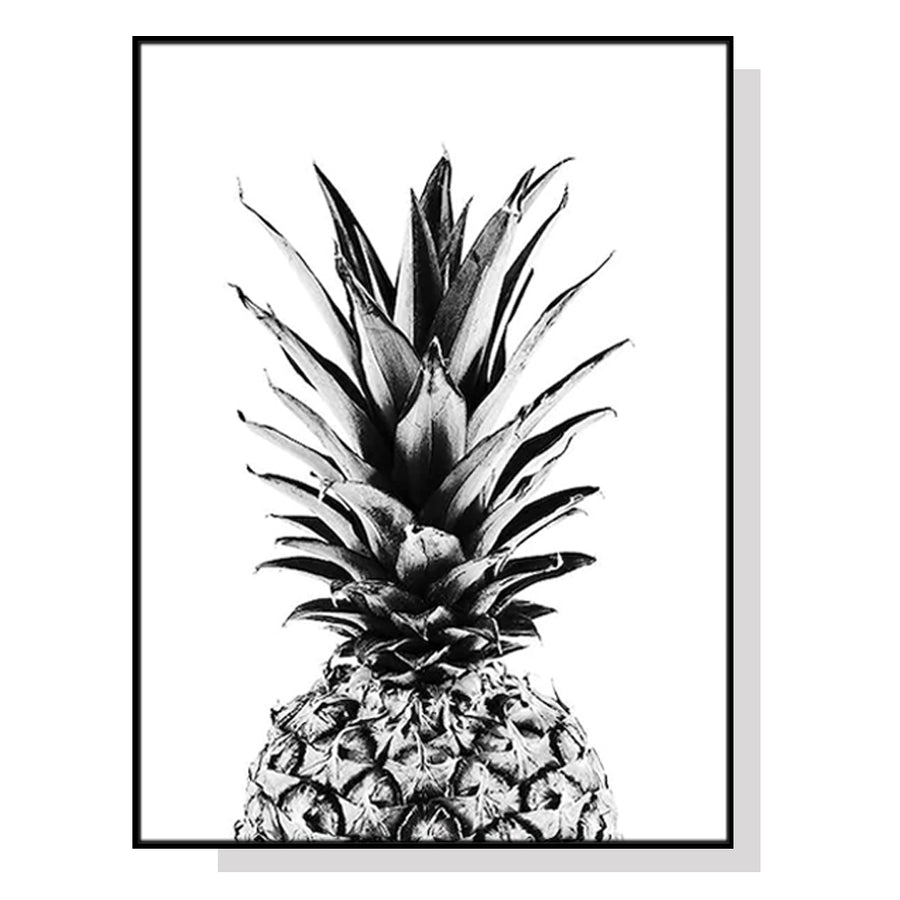Premium Pineapple Framed Canvas Wall Art - Black Frame, 40 x 60cm