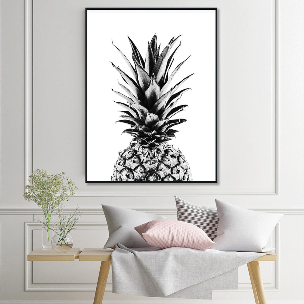 Premium Pineapple Framed Canvas Wall Art - Black Frame, 40 x 60cm