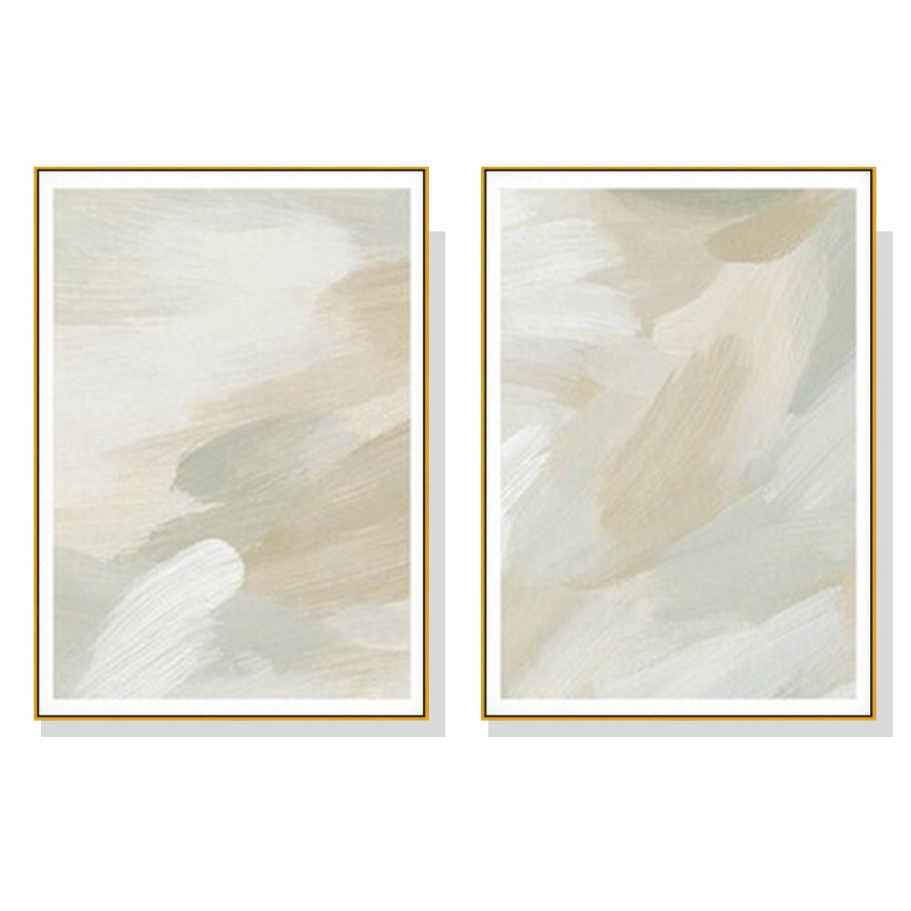 Beige and Sage Green Wall Art 80cmx120cm Gold Frame Canvas - Hand Framed in Melbourne
