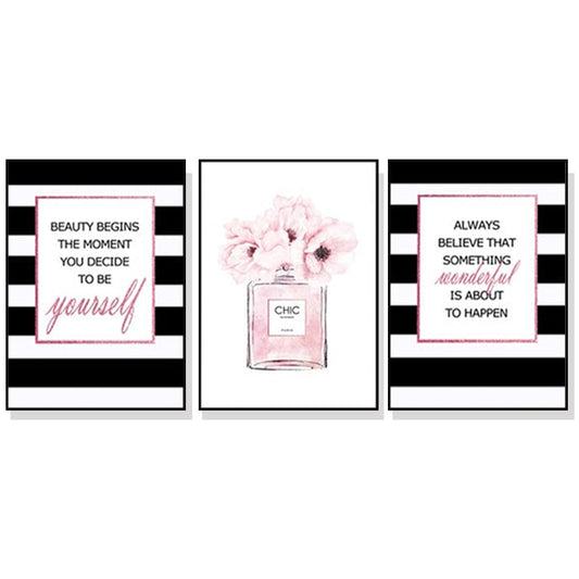 Canvas Wall Art 60cmx90cm Fashion Prints 3 Sets Black Frame, Hand Framed in Melbourne