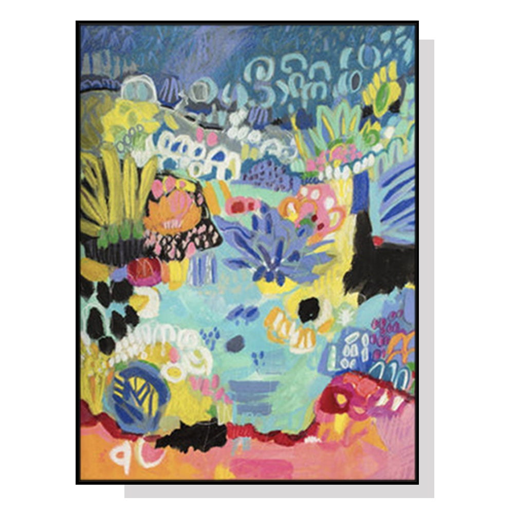 Summer Smile B Black Frame Canvas Wall Art 90cm x 135cm - Premium Print, Hand Framed in Melbourne