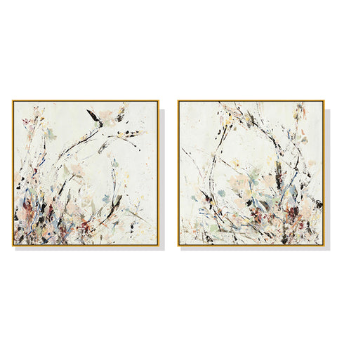 Premium Afternoon Walk Framed Canvas Wall Art Set - Gold Frame, 40 x 40cm