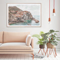 Premium Italy Cinque Terre Framed Canvas Wall Art - Wood Frame, 80 x 120cm