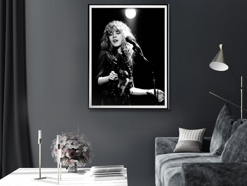 Premium Young Stevie Nicks Canvas Wall Art with Black Frame - 60 x 90cm
