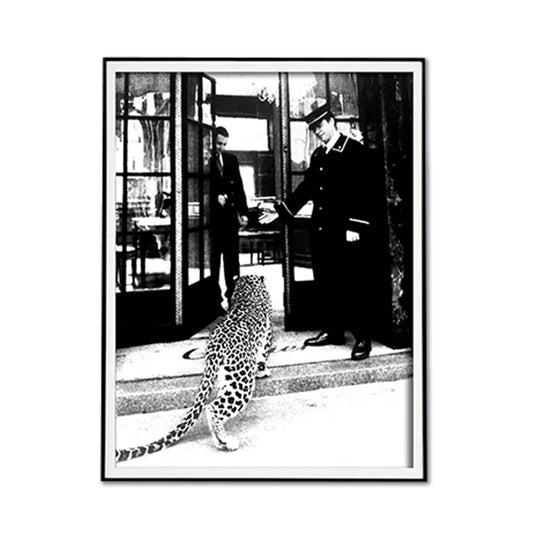 Leopard Jewelry Shop Canvas Wall Art 100cmx150cm, Black Frame, Made in Australia