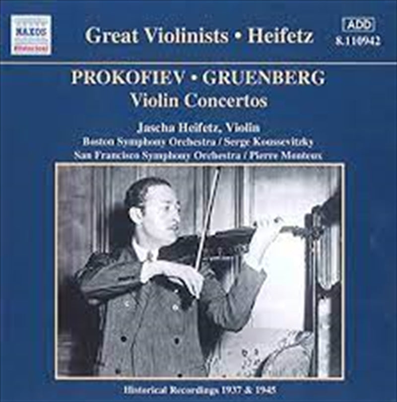 Prokofiev / Gruenberg Violin Concertos CD Album: Heifetz, Toscanini, NBCSO