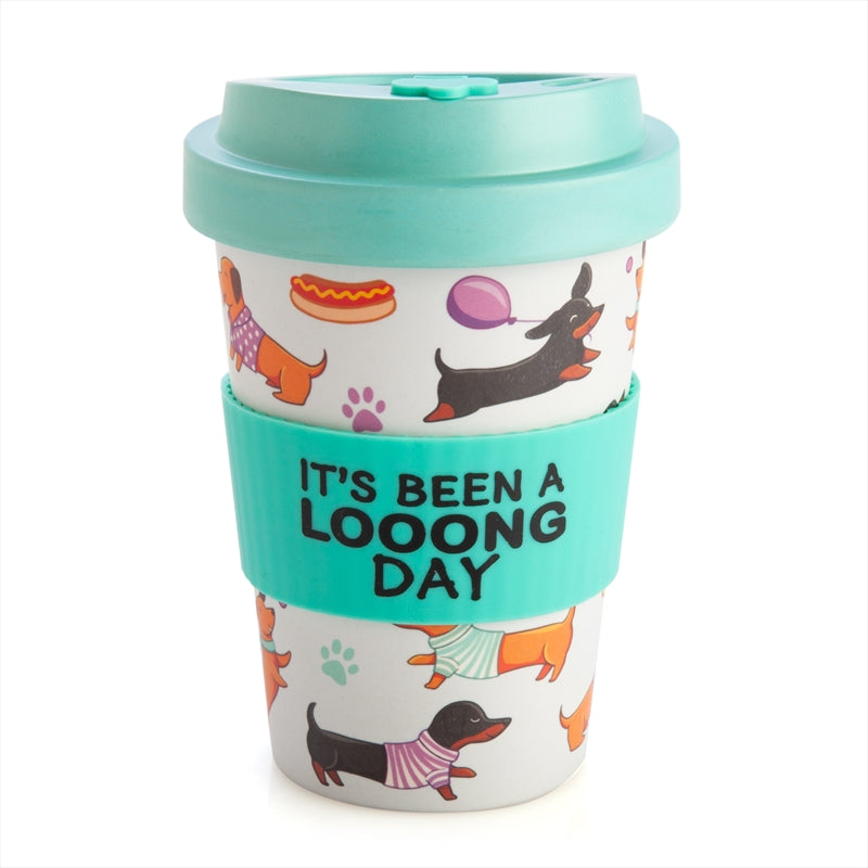 Dachshund Eco To Go Bamboo Cup - 12oz, I Heart Social Distancing Design - SuperSaverAU - view 1