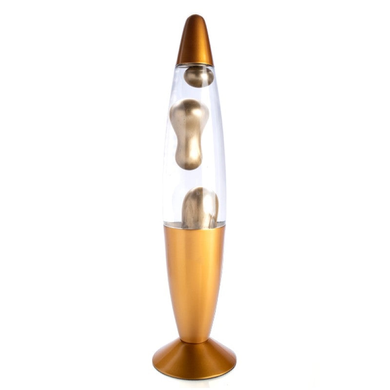 Gold Metallic Lava Motion Lamp - Classic Rocket Shape, Stunning Ripple Effect - SuperSaverAU - view 1