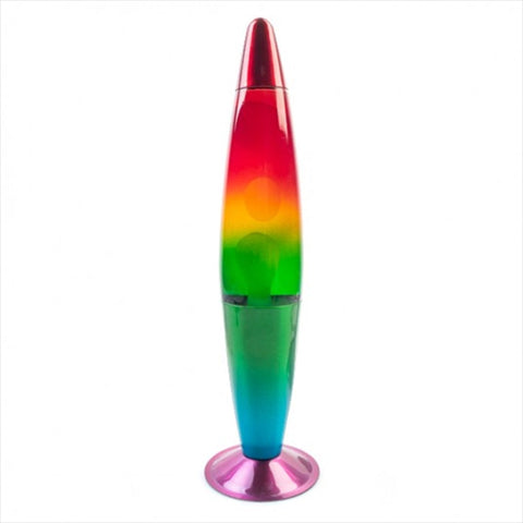 Rainbow Motion Lava Lamp - Classic Rocket Shape, Rainbow Gradient Glass Body - SuperSaverAU - view 1