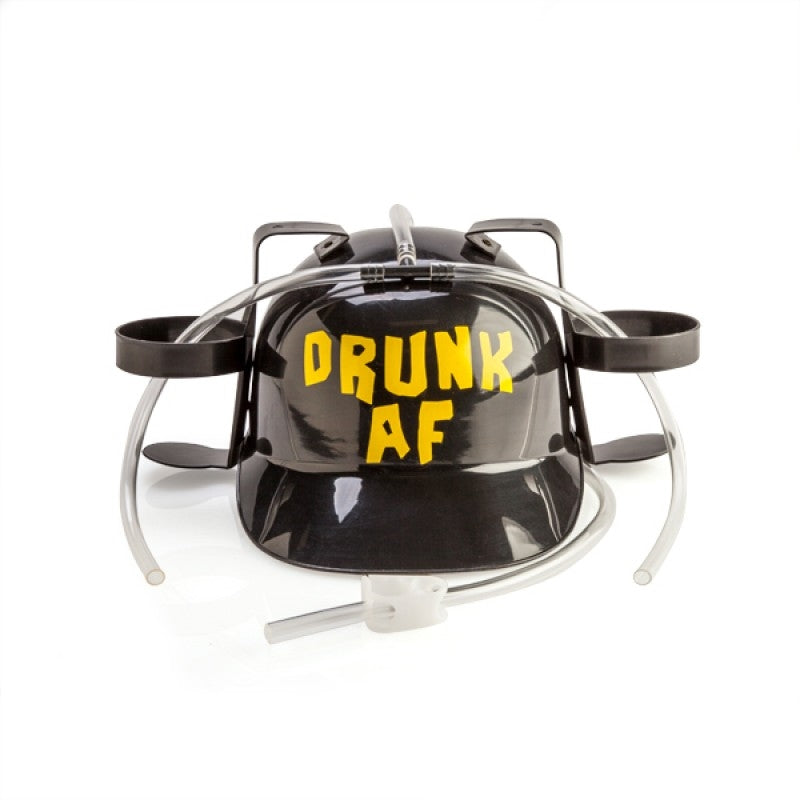 Drunk AF Black Beer Helmet - Holds 2 Drinks with Straws, Hands-Free Fun - SuperSaverAU - view 1