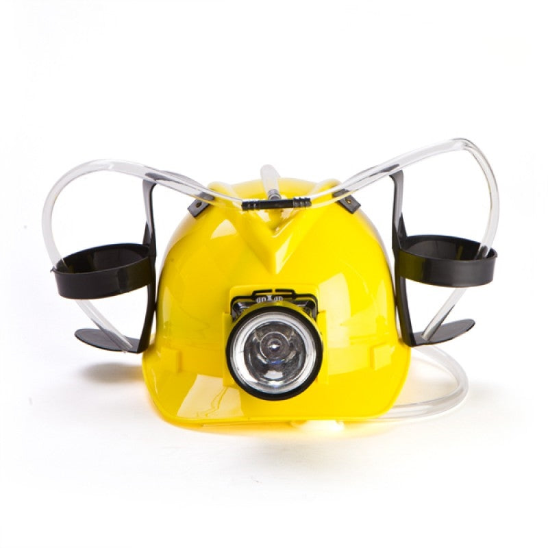 Bright Yellow Miner Drinking Hat with Light - Hands-Free, Great Gift for Tradies - SuperSaverAU - view 1