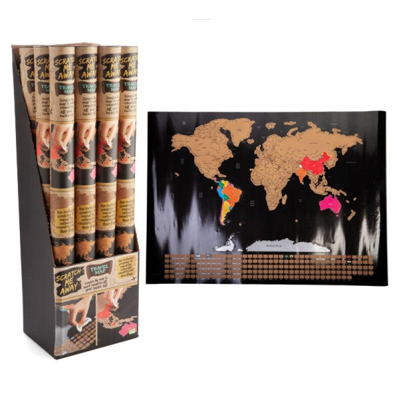 Premium Scratch Me Away World Travel Map - 50 x 50 x 650mm