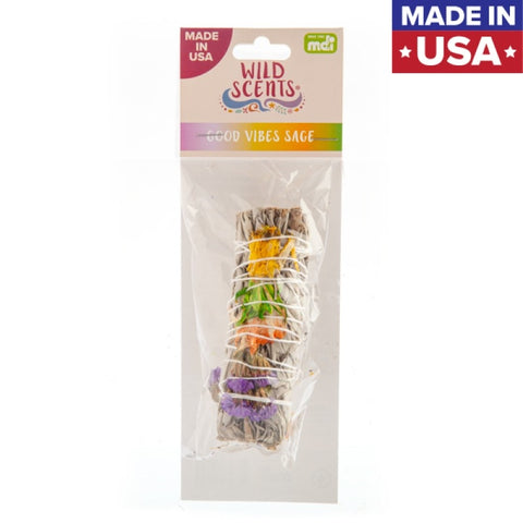 Wild Scents Good Vibes Sage and Herbs Smudge Stick Hand-Bound USA Made